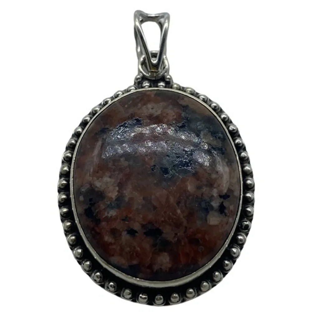 Gila Jasper Gemstone Sterling Silver 925 Pendant 1.9in